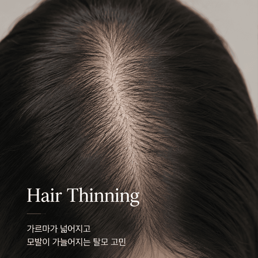 탈모 고민(가르마, 모발 가늘어짐)